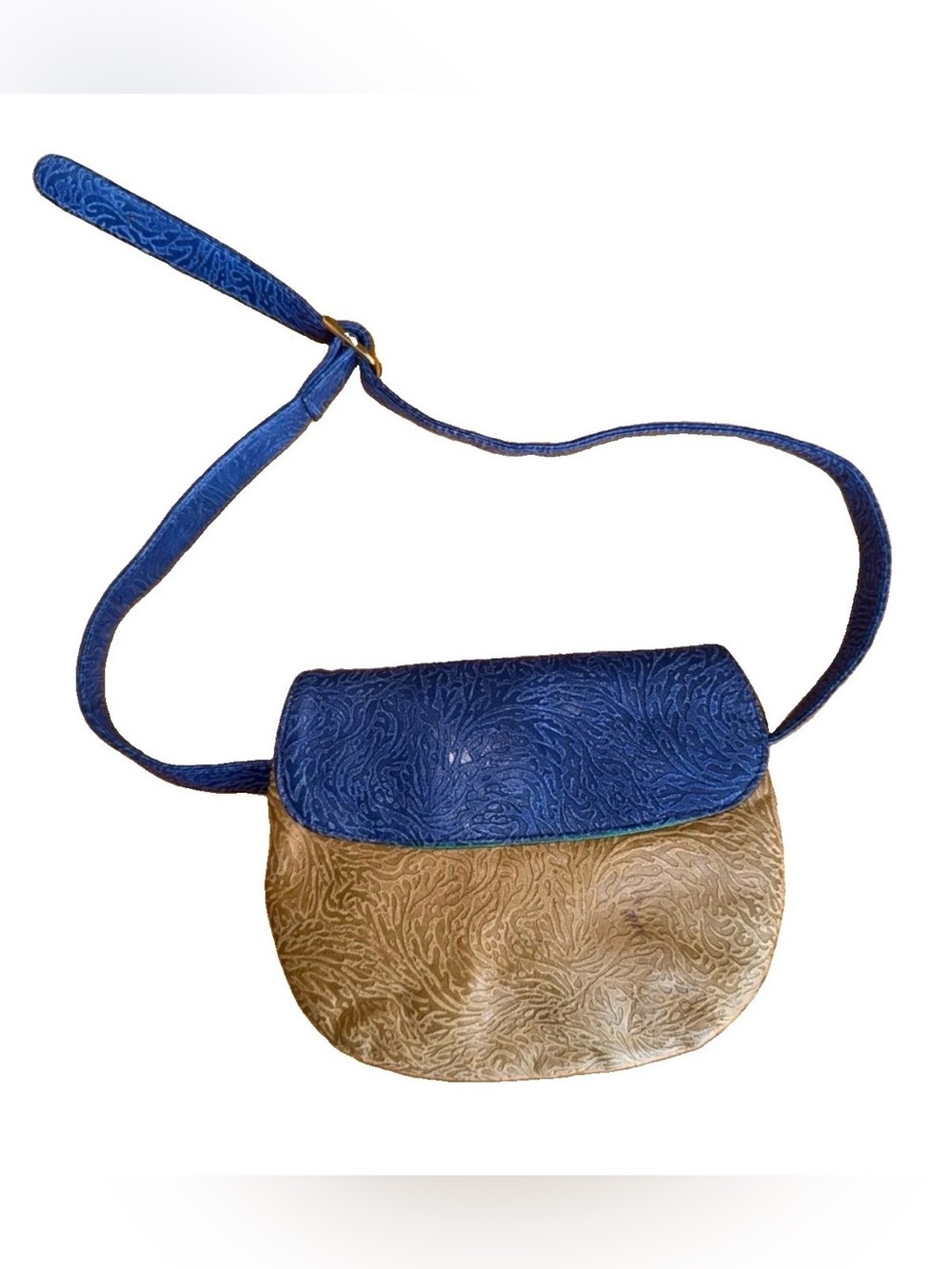 Vintage Viva Bags of California Tooled Colorblock Western Leather Boho Waist Bag